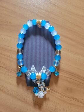 💐NEW💐 Blue Natural Stone  Beaded Charm Bracelet